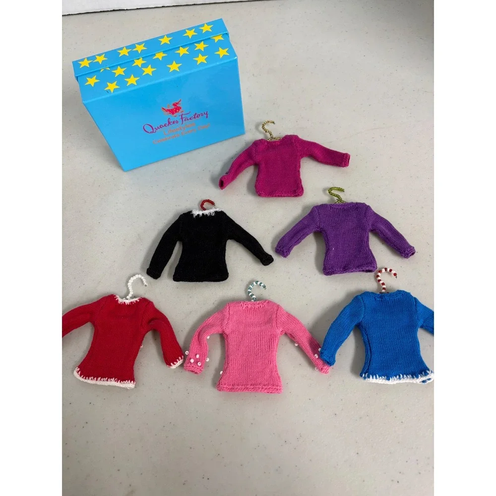 Quacker‎ Factory Miniature Ugly Christmas Sweater Ornaments Set of 6 with Box